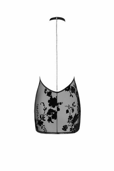 Сукня Noir Handmade F313 Mythos, XL, black, прозора, міні, відкрита спина, декор зі стразів SX0318 фото