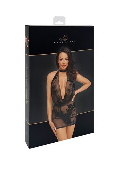 Сукня Noir Handmade F313 Mythos, XL, black, прозора, міні, відкрита спина, декор зі стразів SX0318 фото