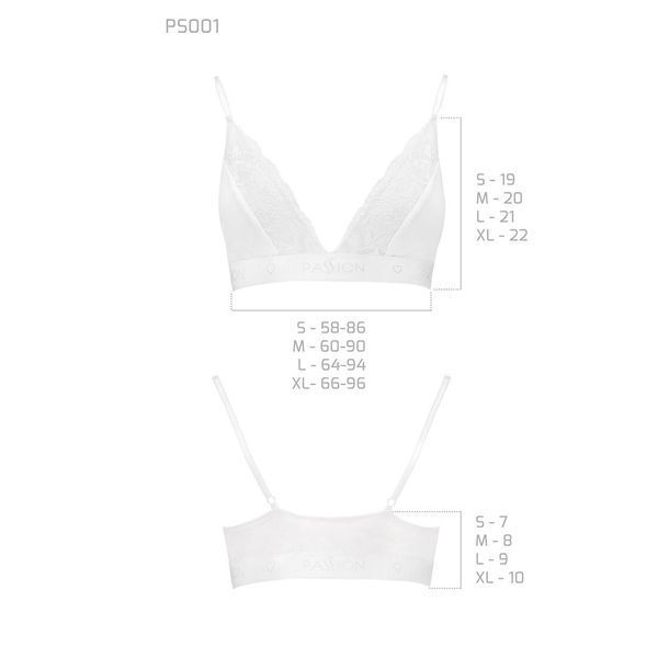 Еластичний топ з мереживом Passion PS001 TOP XL, white SO4190 фото
