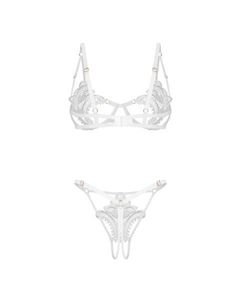 Комплект Obsessive Luise Sublim White 2-pcs crotchless set L/XL SX5087 фото