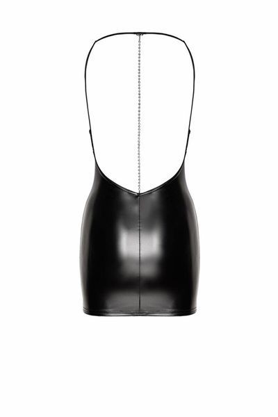 Сукня Noir Handmade F307 Mirage wetlook mini dress with jewelry rhinestone chain - L SX0281 фото