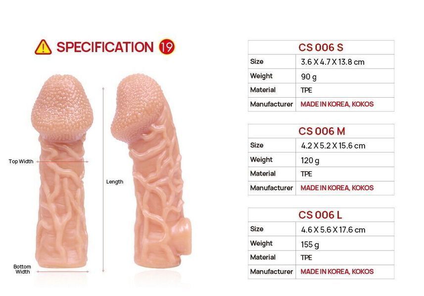 Насадка на член Kokos Cock Sleeve CS 006 S (м'яте паковання!!!) SX4617-R фото