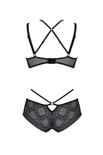 Комплект Passion DROSERA BIKINI black, S/M, бюстгальтер і трусики-кюлоти SX0468 фото
