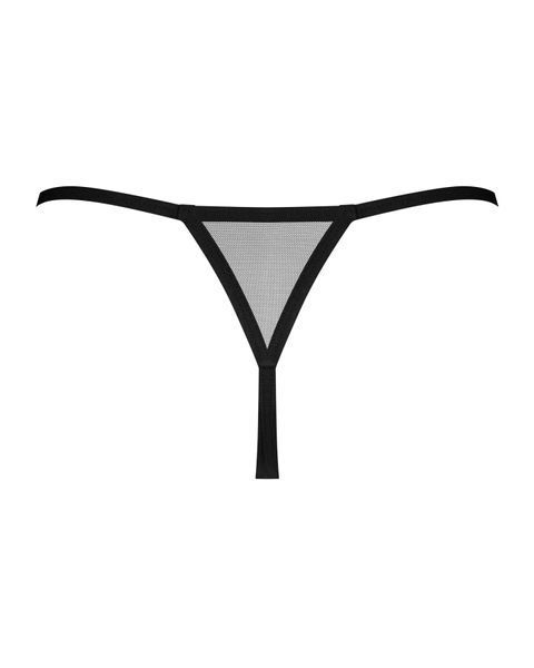 Трусики-стрінги Obsessive Novenes crotchless thong, XS/S, сітка, стрепи, прикраса зі стразами, відкр SX0622 фото