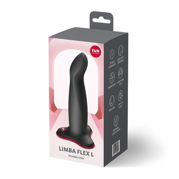 Фалоімітатор Fun Factory LIMBA FLEX L Black, гнучкий, з ефектом пам&rsquo;яті, підходить для точки G SX3673 фото