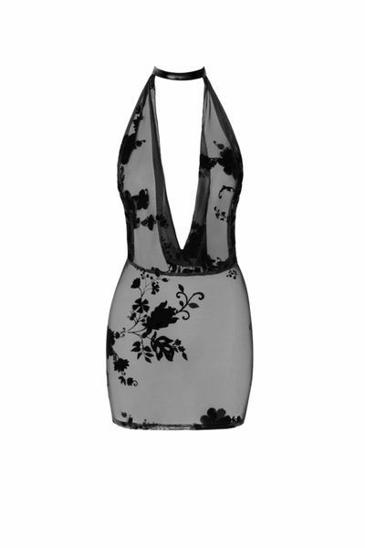 Сукня Noir Handmade F313 Mythos, XXL, black, прозора, міні, відкрита спина, декор зі стразів SX0319 фото