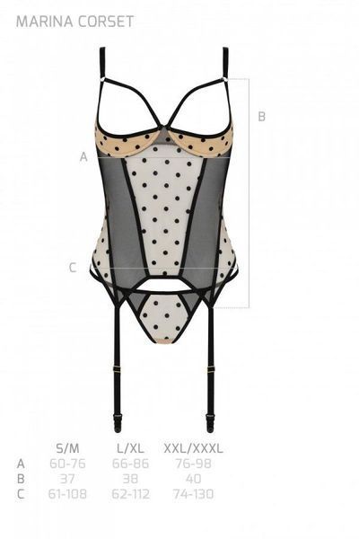 Корсет Passion MARINA CORSET, XXL/XXXL, beige, з відкритими чашками SO9728 фото