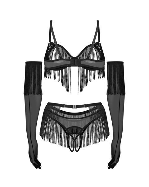 Комплект Obsessive Rossay Black 4-pcs crotchless set L/XL SX5097 фото
