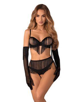 Комплект Obsessive Rossay Black 4-pcs crotchless set 2XL/3XL SX5098 фото