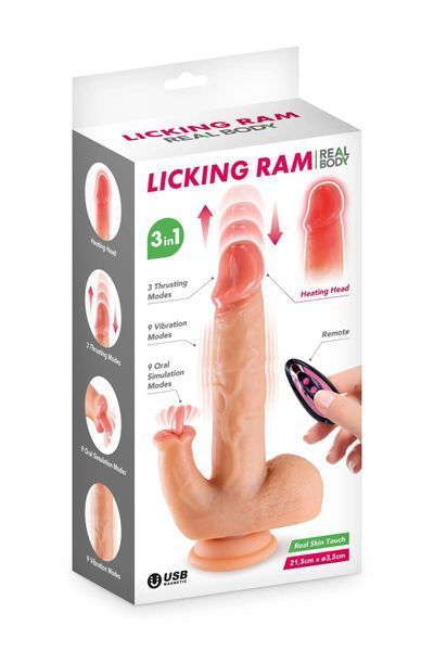 Фалоімітатор-пульсатор з язичком Real Body &mdash; Licking Ram з пультом ДК SX4877 фото