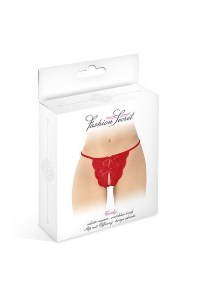 Трусики з відкритим доступом Fashion Secret Cindy Red, мереживо з бантиком SX2623 фото