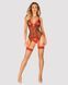 Корсет Obsessive Jollymore corset, M/L, у клітинку, з мереживом, пажі для панчіх, стрінги в комплекті SX1150 фото 1