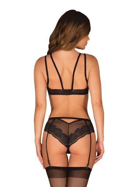 Комплект Obsessive Allastia 2-pcs set black S/M, регульовані бретелі, багаторівнева застібка SX2577 фото