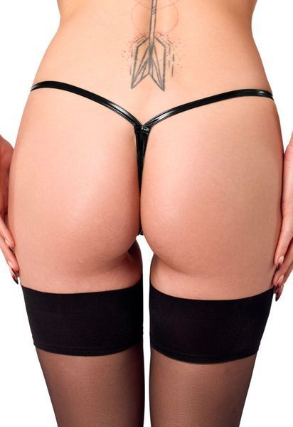 Трусики Noir Handmade P014 Dominae PVC panty with silver clasp M SX4224 фото