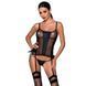 Сітчастий корсет з люверсами і знімними пажами Passion MALWIA CORSET 2XL/3XL black екошкіра, стрінги SO5767 фото 1