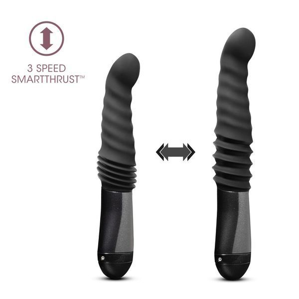 Пульсатор Blush Temptasia &ndash; Lazarus Thrusting Dildo &ndash; Black, ребристий стовбур, 3 швидкості SO8836 фото
