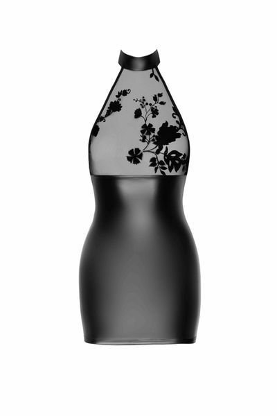 Сукня Noir Handmade F311 Eros, XXL, black, міні, спідниця під латекс, верх &mdash; сітка, відкрита спина SX0307 фото