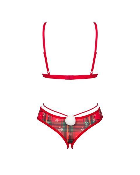 Комплект Obsessive Ms Merrilo 2-pcs set, M/L, м&rsquo;який бюстгальтер та трусики з доступом і з помпоном SX1160 фото