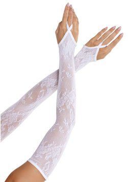 Мітенки Leg Avenue Floral Net Extra Long Gauntlet Arm Warmers White One Size SX4998 фото