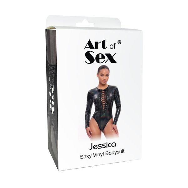 Вінілове боді з рукавами Art of Sex - Jessica, з ефектом мокрого оксамиту, розмір L SX4664 фото