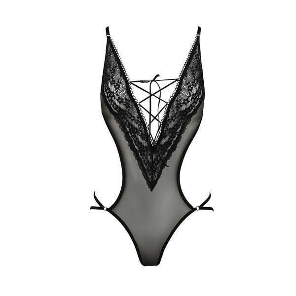 Боді монокіні з декольте Passion ERZA BODY L/XL, black PS26001 фото