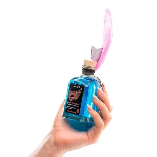 Набір для масажу Orgie &ndash; Sexy Therapy Cotton Candy (100 мл), їстівна розігрівальна олія + пір&rsquo;їнка SX1506 фото