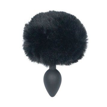 Анальна пробка з кролячим хвостиком Punishment &ndash; Bunny Tail Silicone Anal Plug &ndash; Black, 4,8 см SX2235 фото