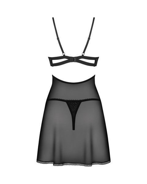 Бебі-дол Obsessive Nutris babydoll & thong, XL/2XL, імітація ліфа та спіднички, стрінги в комплекті SX1165 фото