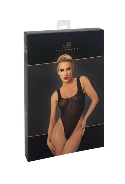 Боді Noir Handmade F322 Paparazzi, M, прозоре, низ стрінги, високі вирізи SX0364 фото