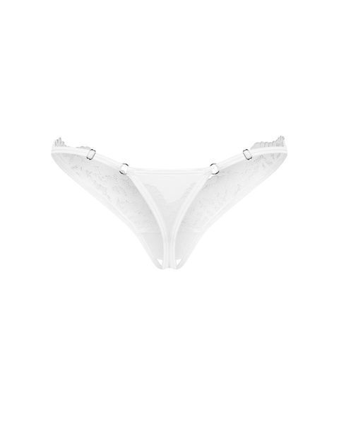 Трусики-стрінги з мереживом Obsessive Arrowel White crotchless thong 2XL/3XL SX2593 фото