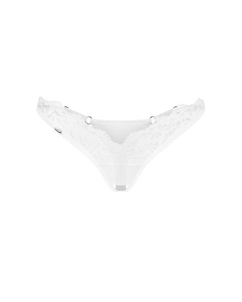 Трусики-стрінги з мереживом Obsessive Arrowel White crotchless thong 2XL/3XL SX2593 фото