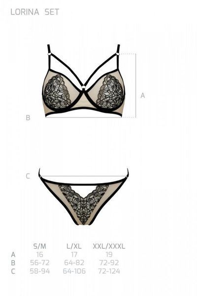 Комплект Passion LORINA SET, S/M, beige, бюстгальтер та трусики SO9712 фото