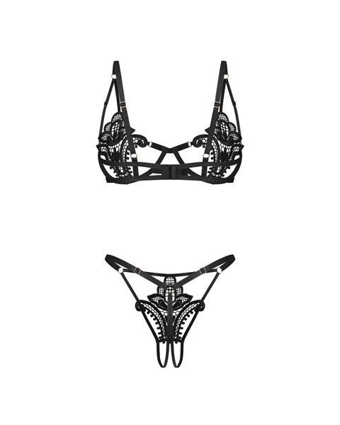 Комплект Obsessive Luise Sublim Black 2-pcs crotchless set S/M SX5082 фото