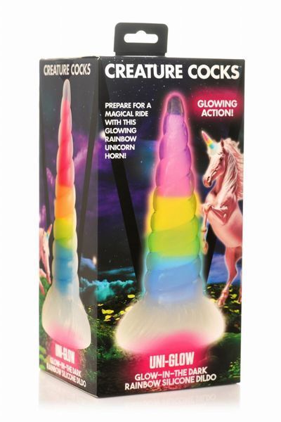 Фентезійний фалоімітатор Creature Cocks Luminescent Rainbow Silicone Dildo SX2222 фото